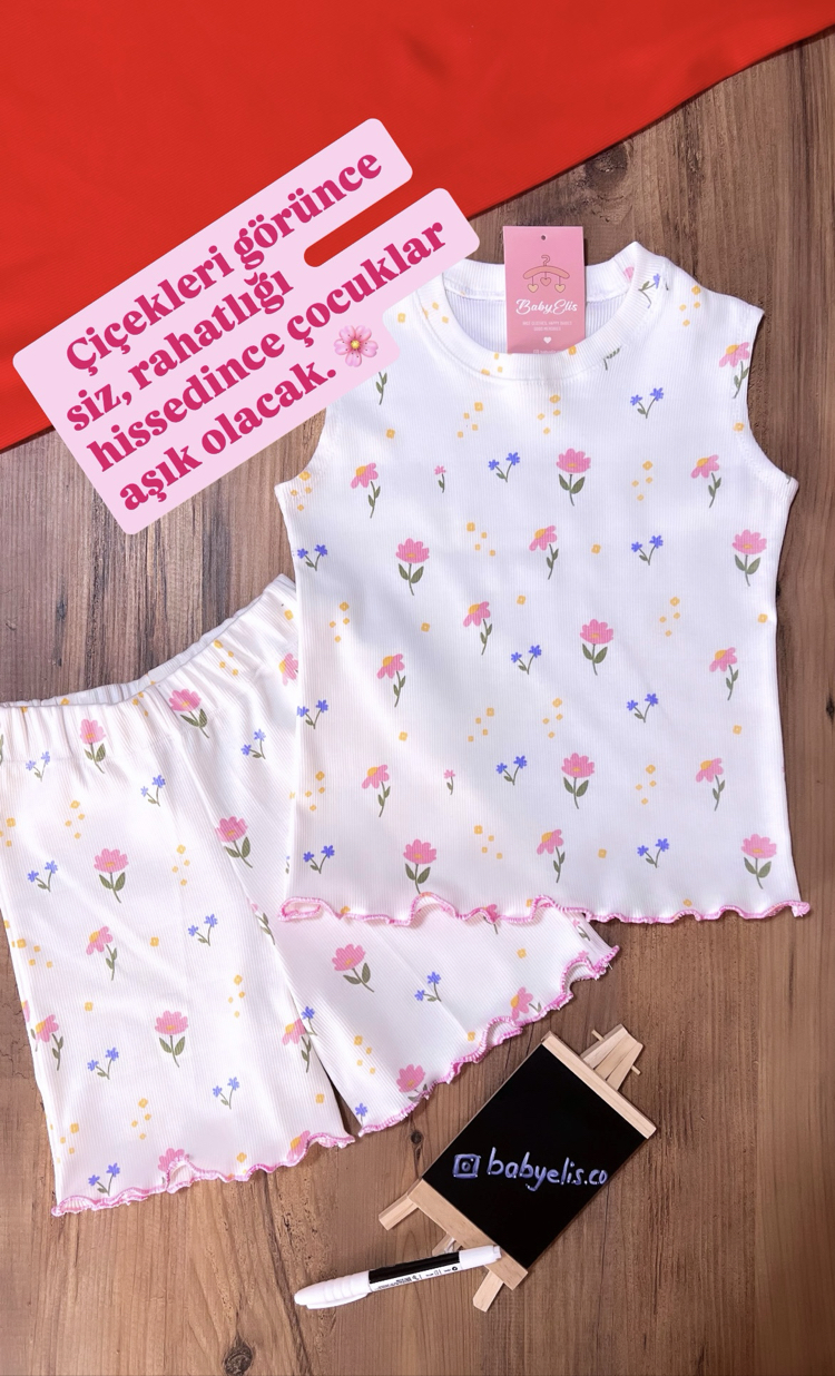 çilekli kolsuz t-shirt şort takımı