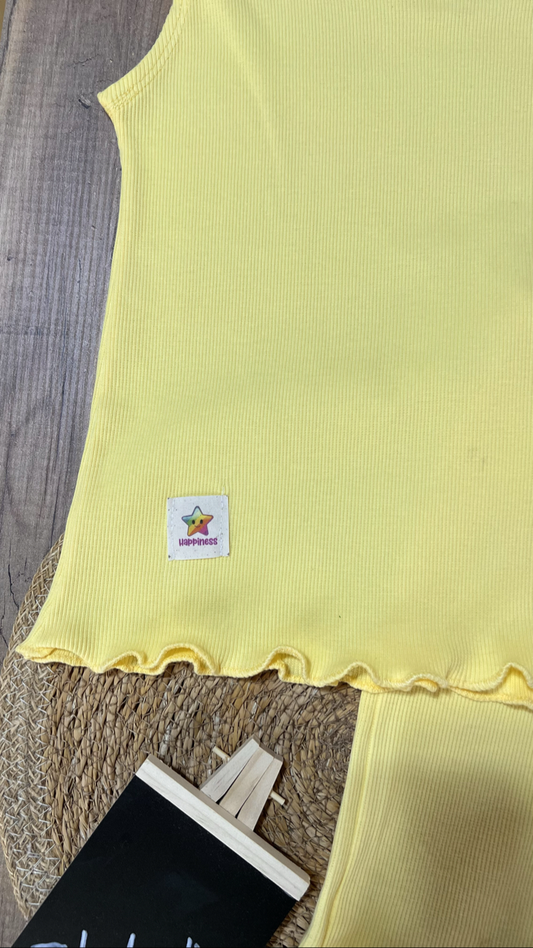 Sarı kolsuz t-shirt şort takım