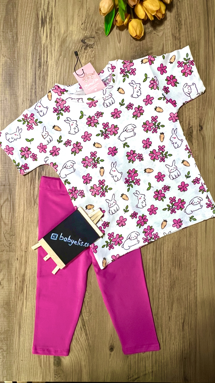 Tavşanlı oversıze t-shirt diz altı kapri takım
