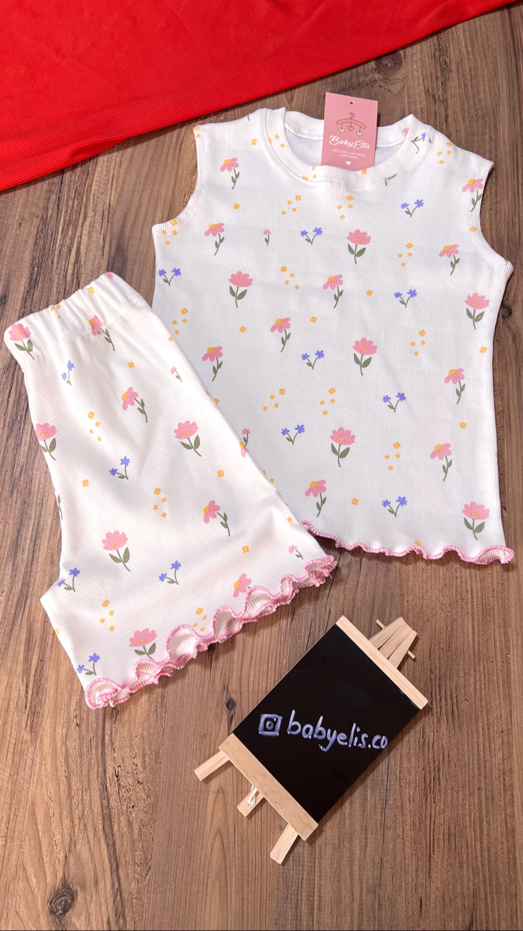 çilekli kolsuz t-shirt şort takımı