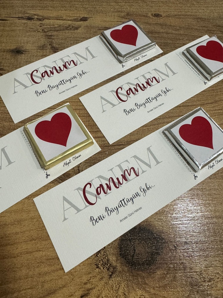 Anneler Günü Çikolatalı Tebrik Kartı 5x15 cm