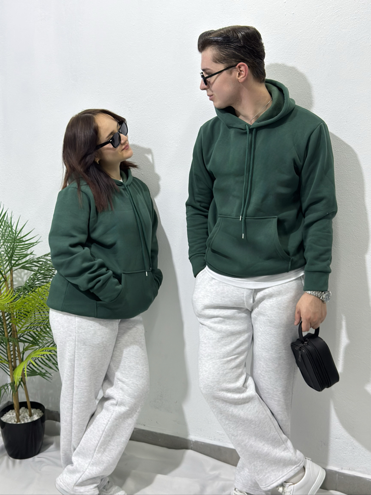 Şapkalı Yeşil Sweatshirt