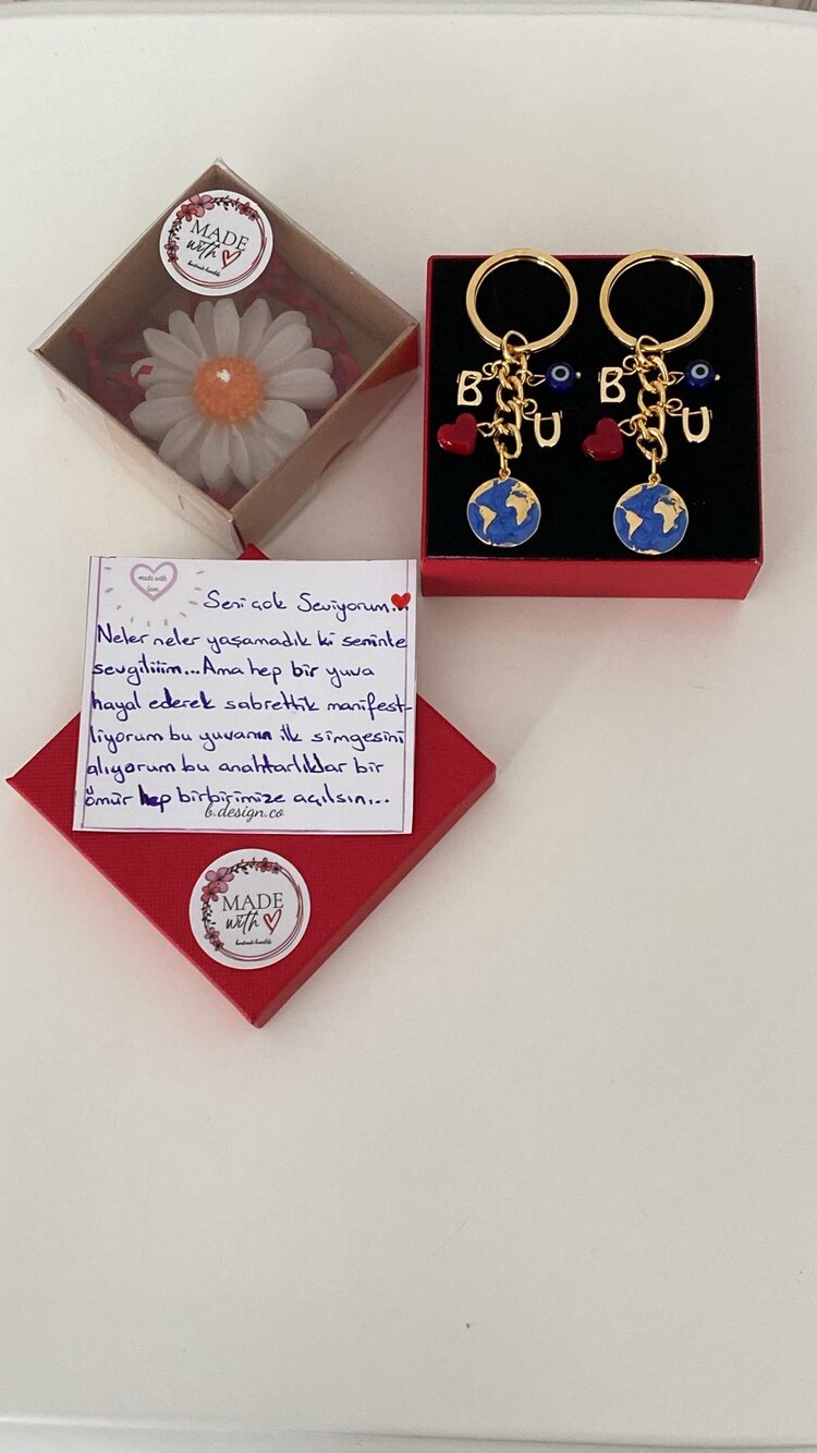 Benim Dünyam Sensin Sevgili Anahtarlık Seti 