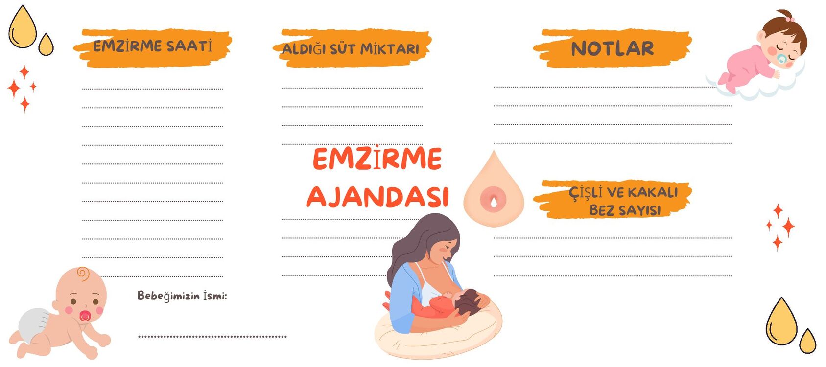 Emzirme Ajandası ( 1 Haftalık )