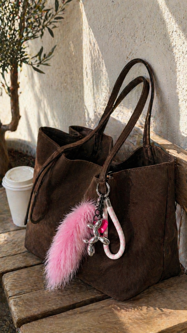 ÇANTA CHARM PEMBE TÜYLÜ
