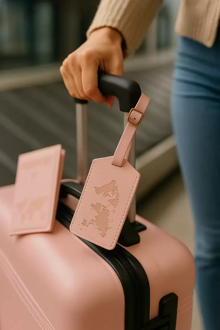 PASAPORT KILIFI VE VALİZ ETİKET KILIFI PEMBE RENK 2 PARÇA