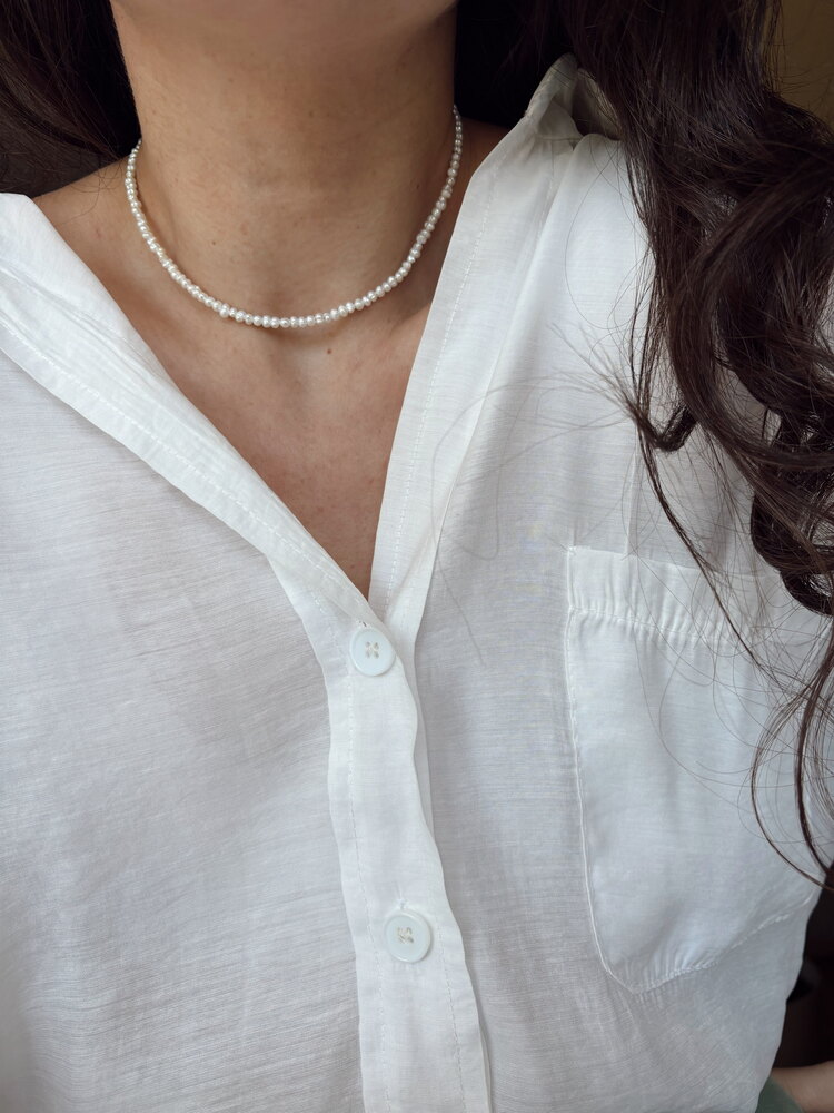 Çelik 2-3 mm KUM MODEL & BAROK İNCİ KOLYE  Pearl Glow – Işıltılı İnci.