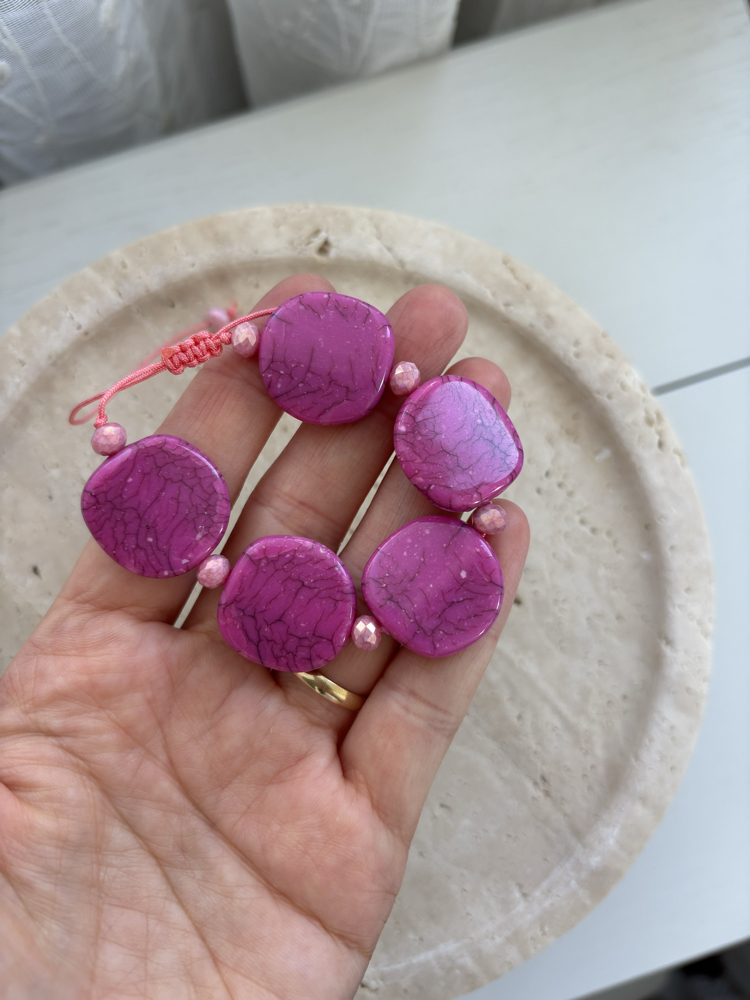 Pembe Tutku ayarlanabilir akrilik bileklik