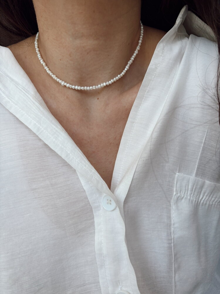 Çelik 2-3 mm KUM MODEL & BAROK İNCİ KOLYE  Pearl Glow – Işıltılı İnci.