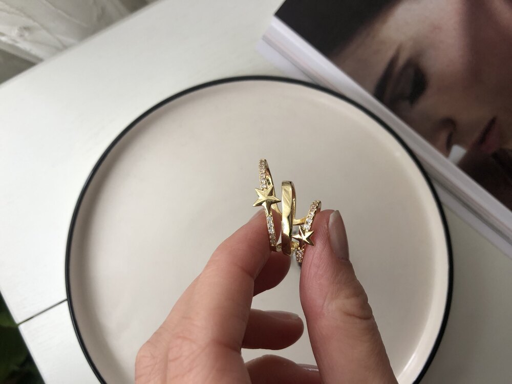 3’lü yıldızlı kıkırdak küpe