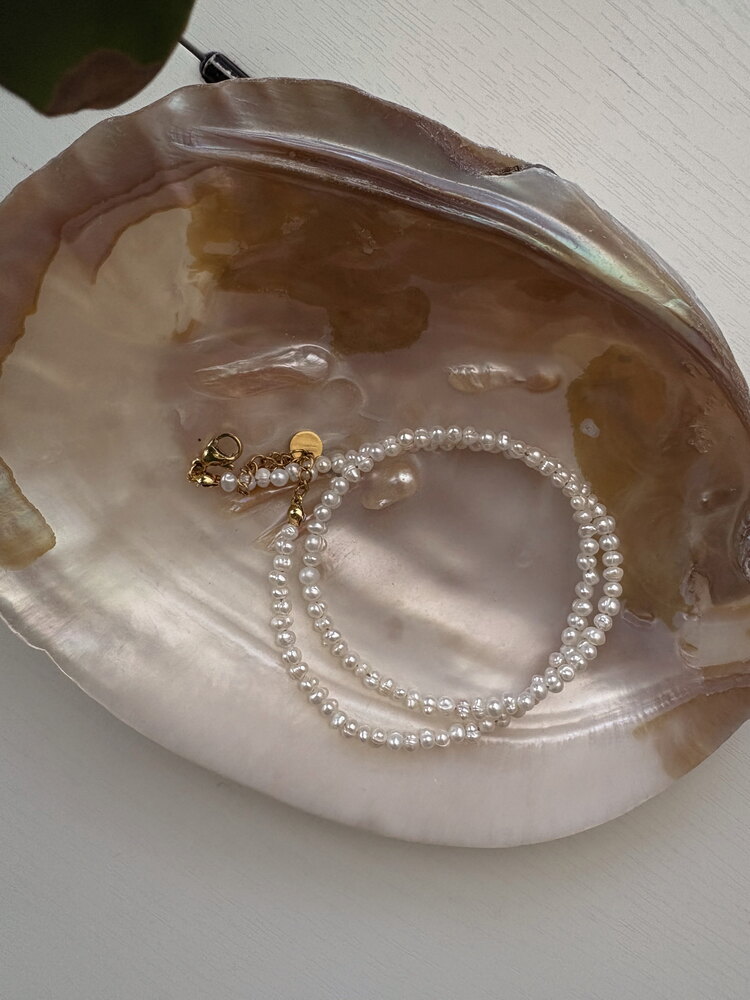 Çelik 2-3 mm KUM MODEL & BAROK İNCİ KOLYE  Pearl Glow – Işıltılı İnci.