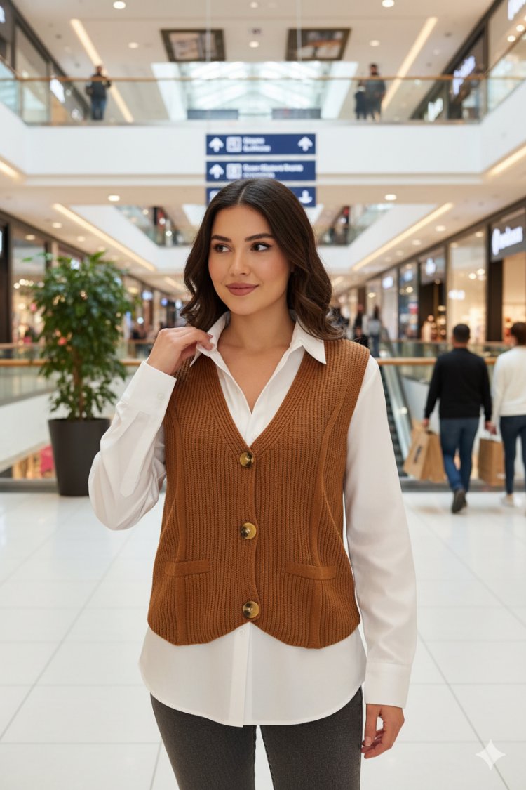 Örme Düğmeli Yelek