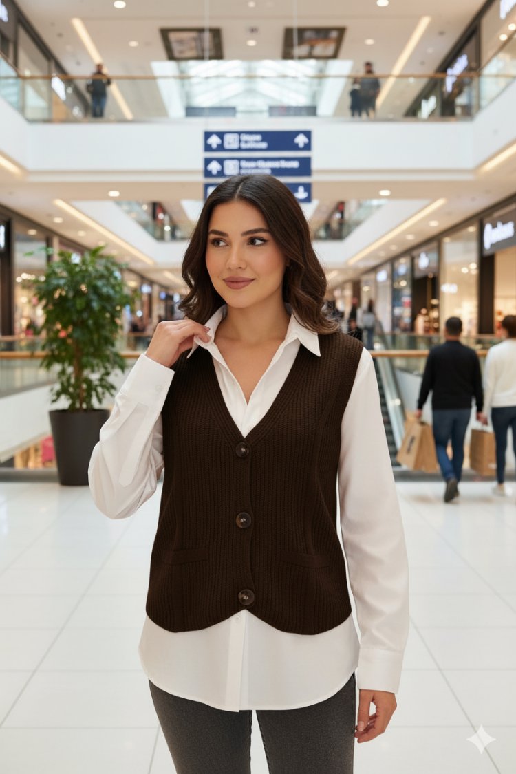 Örme Düğmeli Yelek