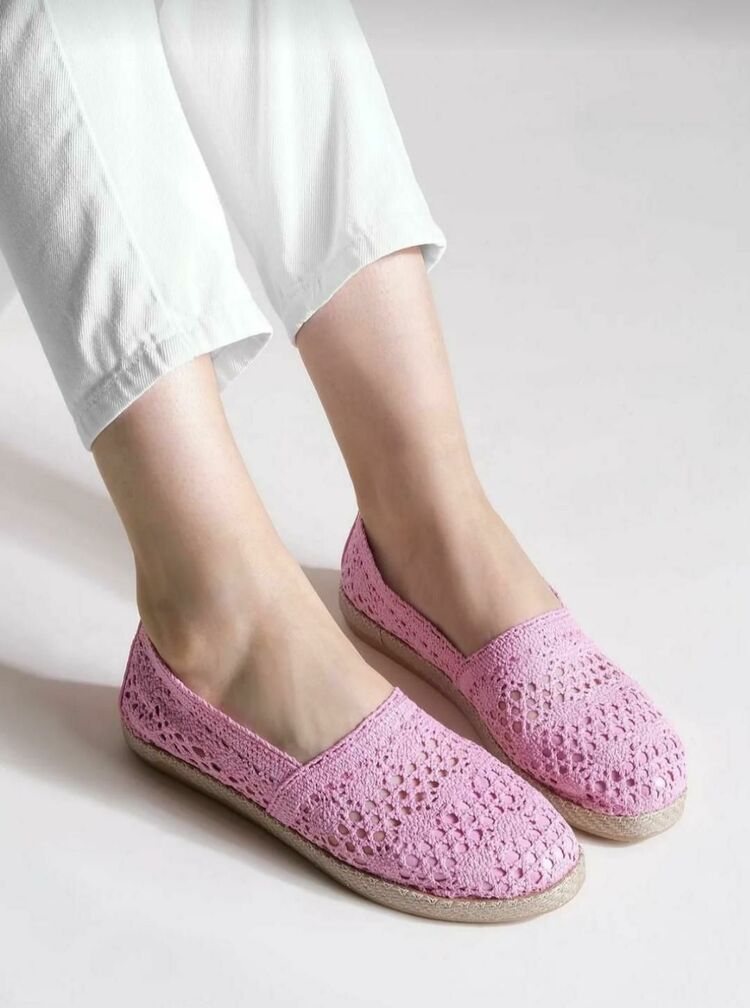 Pembe  Renk Dantel Ayakkabı Espadril 