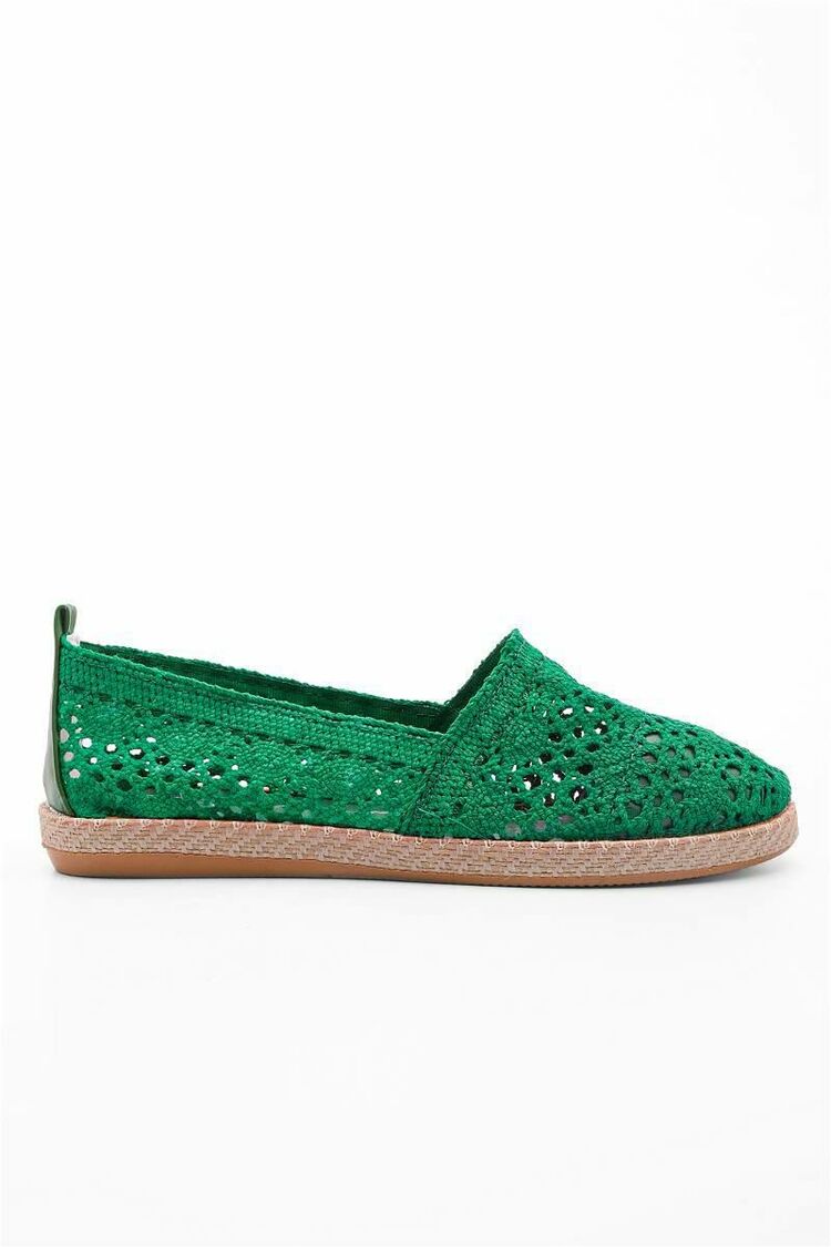Yeşil  Renk Dantel Ayakkabı Espadril 