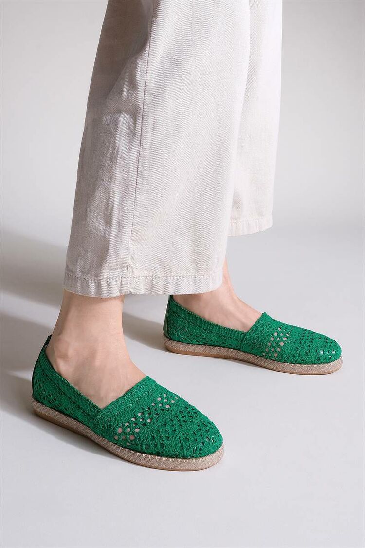 Yeşil  Renk Dantel Ayakkabı Espadril 