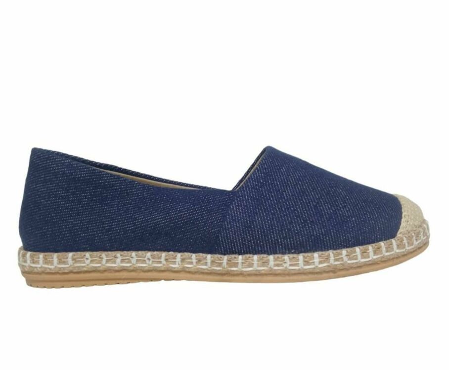 Blue Jean  Renk Çizgili  Keten Rahat Yumuşak Babet Bayan Espadril
