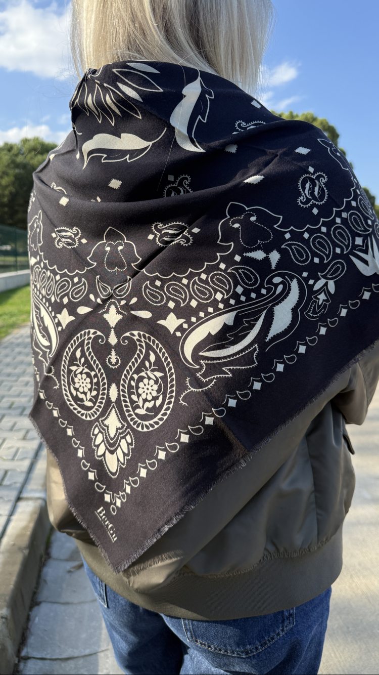 BerGu Scarf Koyu Kahve Şal 