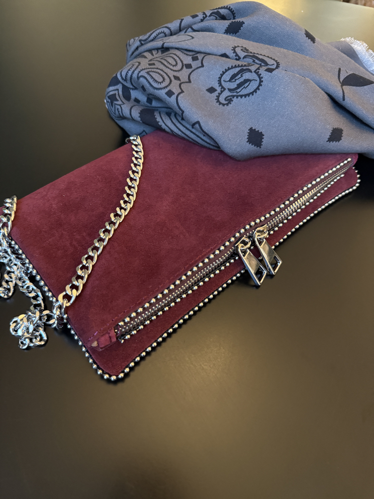 Sera Suede Bordo Çanta