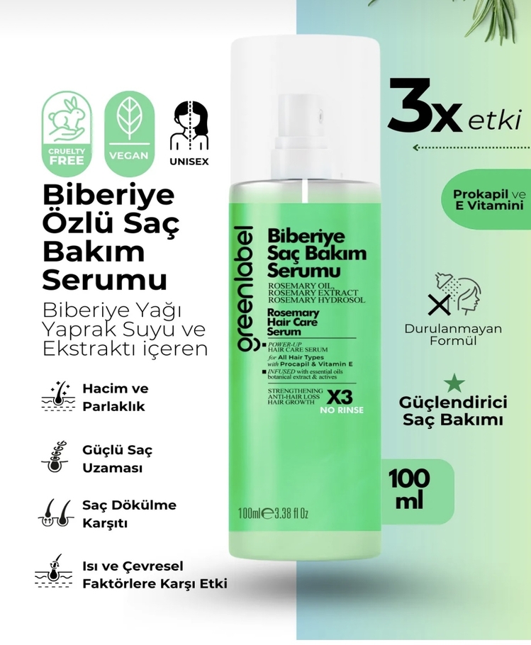Greenlabel biberiye saç bakım serumu