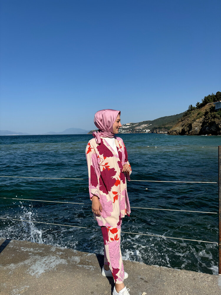 Çiçekli Kimono Takım