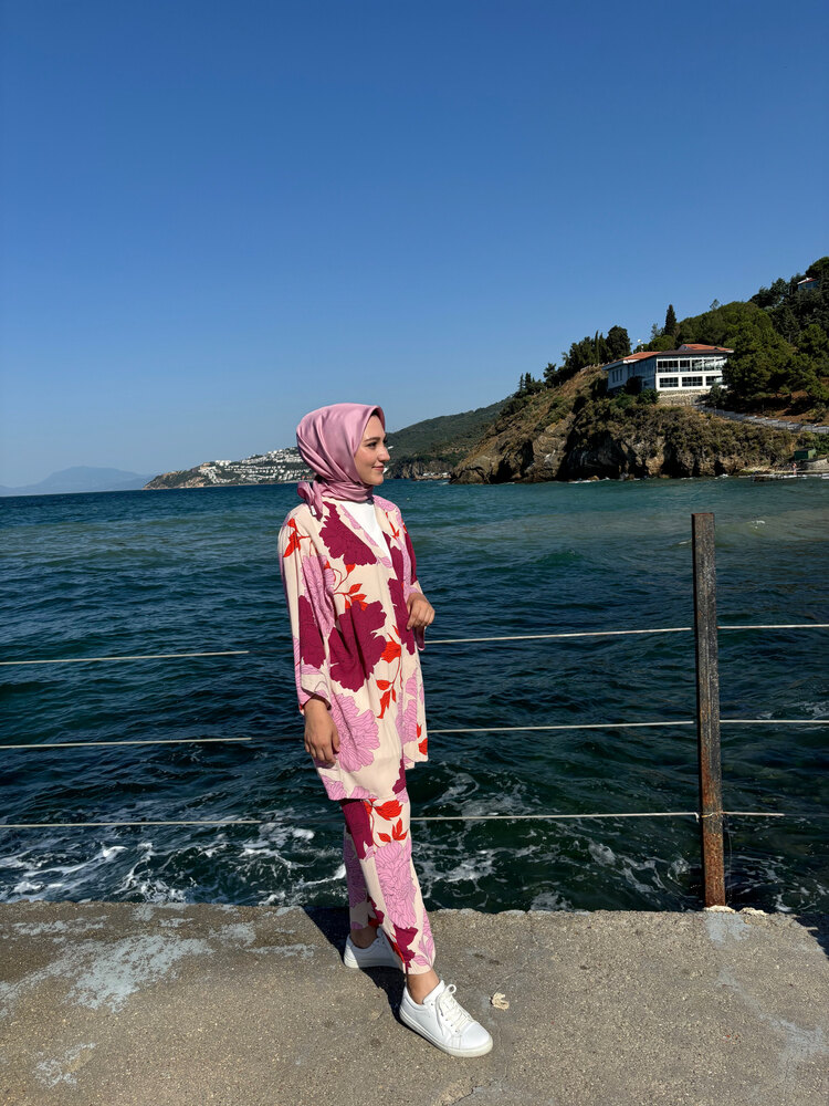 Çiçekli Kimono Takım
