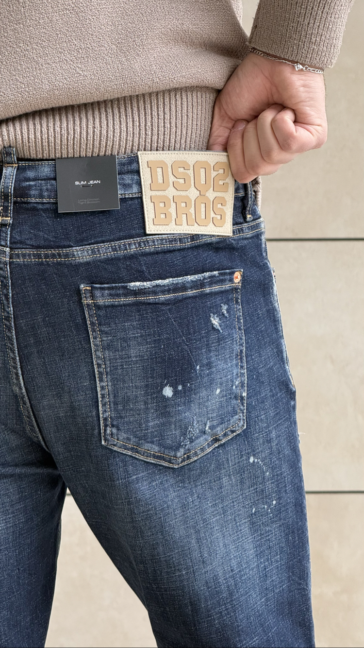 DSQ2 [BROS] NAVY BLUE LAZER KESİM PREMIUM JEANS