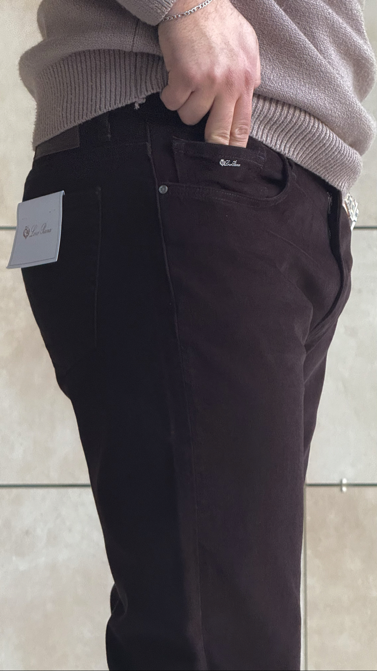 LORO PIANA KAHVERENGI KADIFE PANTOLON (ITHAL)
