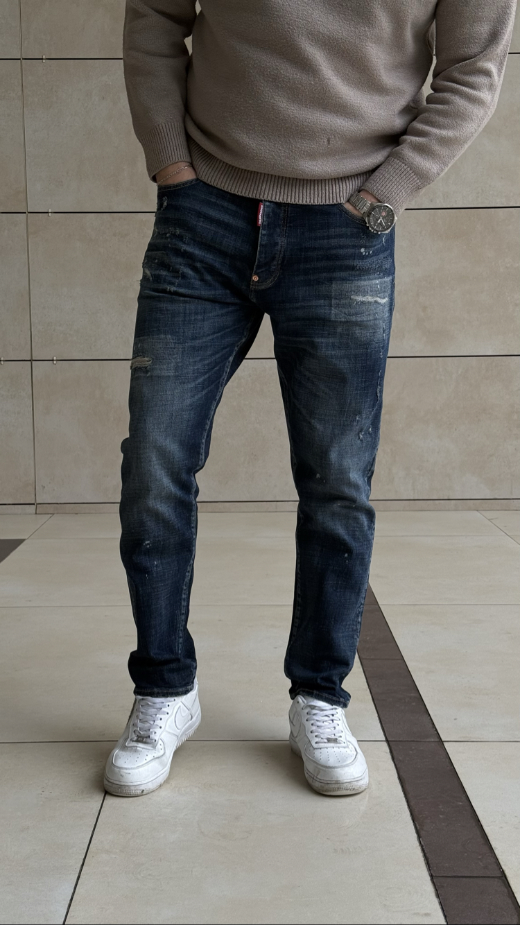 DSQ2 [BROS] NAVY BLUE LAZER KESİM PREMIUM JEANS