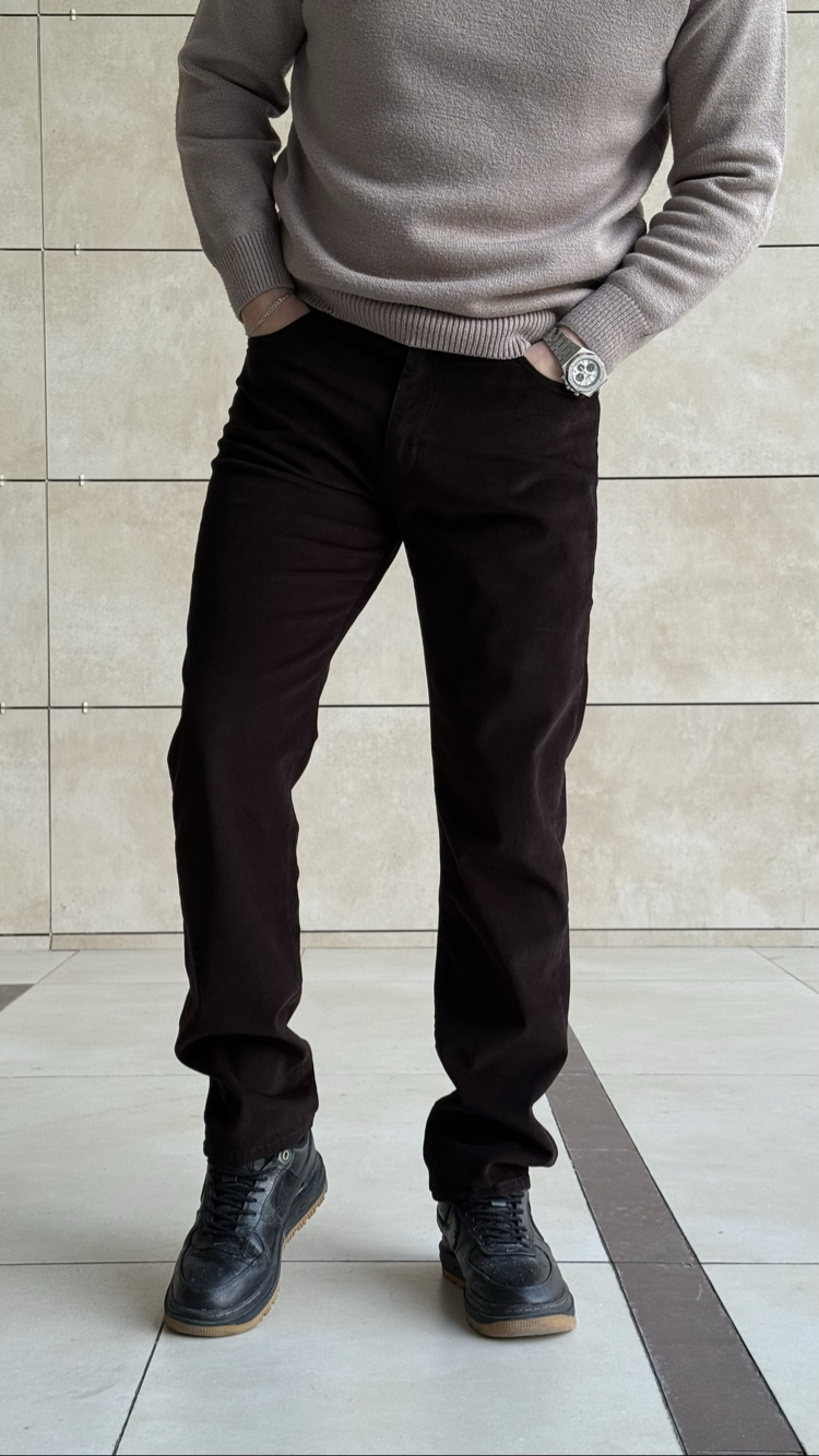 LORO PIANA KAHVERENGI KADIFE PANTOLON (ITHAL)