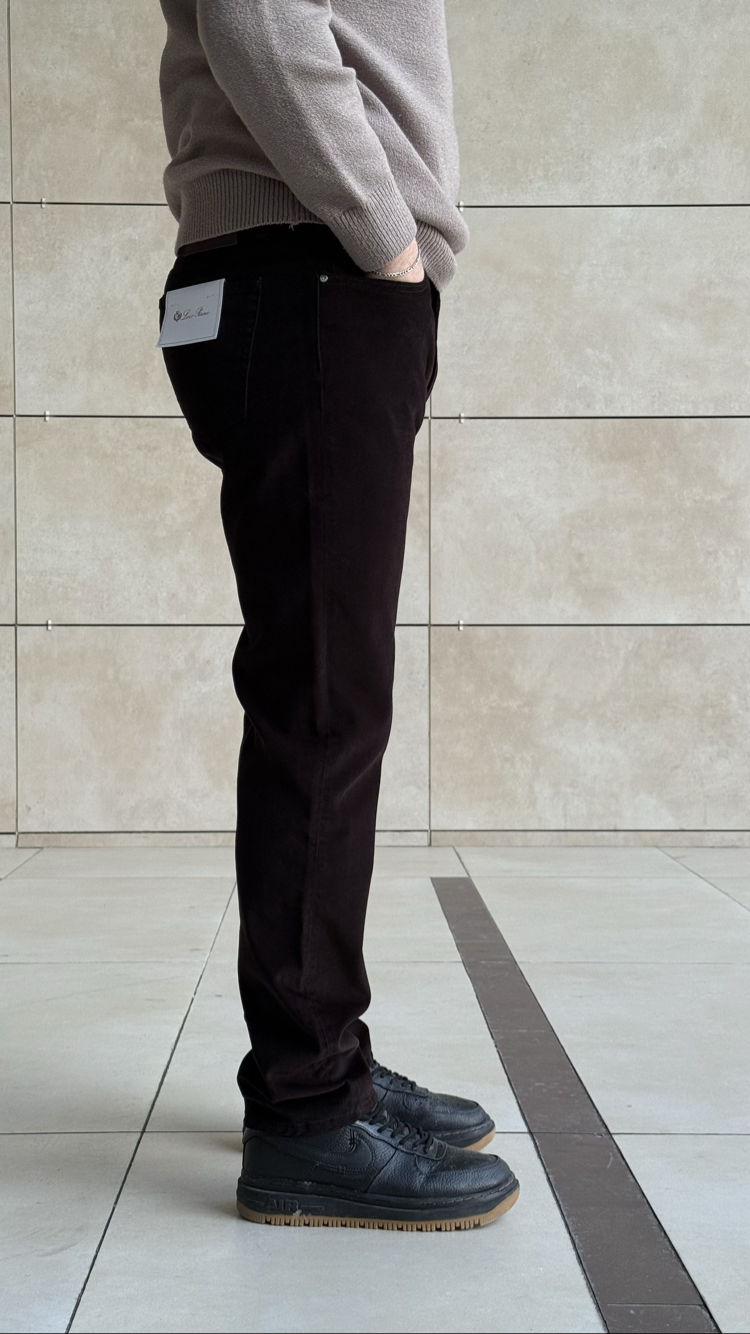 LORO PIANA KAHVERENGI KADIFE PANTOLON (ITHAL)