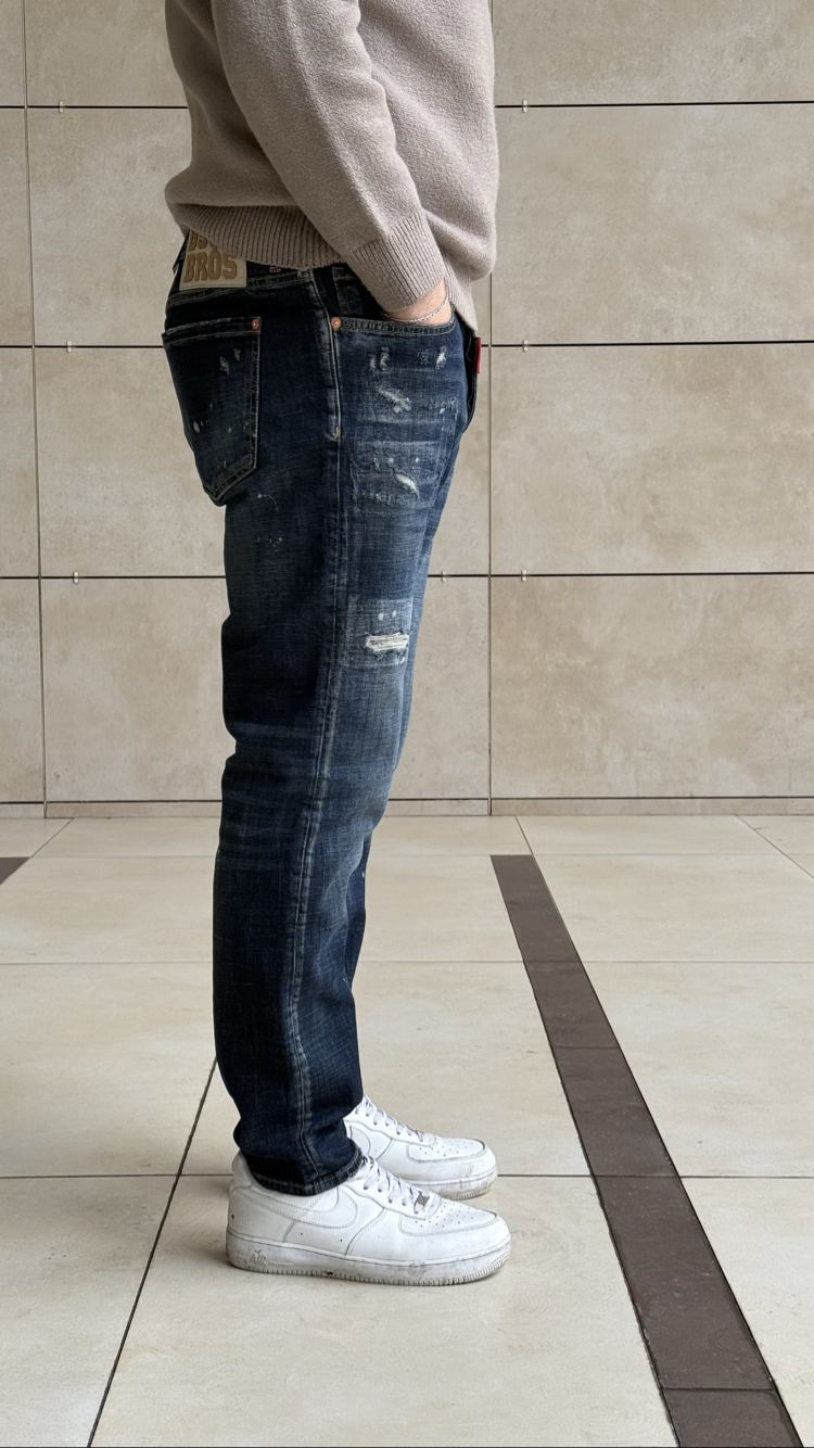 DSQ2 [BROS] NAVY BLUE LAZER KESİM PREMIUM JEANS