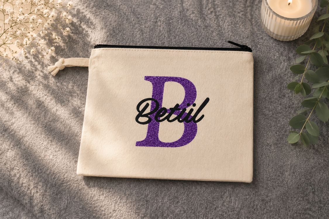 Arapça ve Türkçe İsme Özel Çift Taraflı Baskılı Clutch Çanta