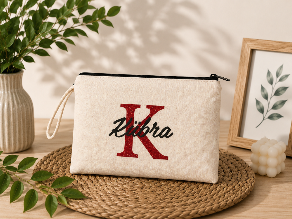 İsme Özel tek taraflı baskılı clutch çanta