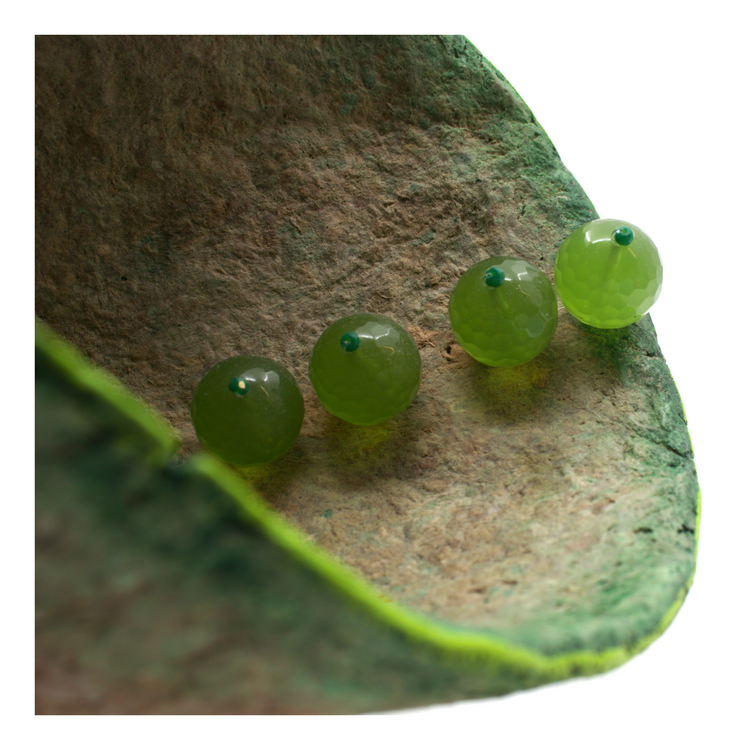 Papier Mache Peridot Konik Kap - Naturel ve Yeşil