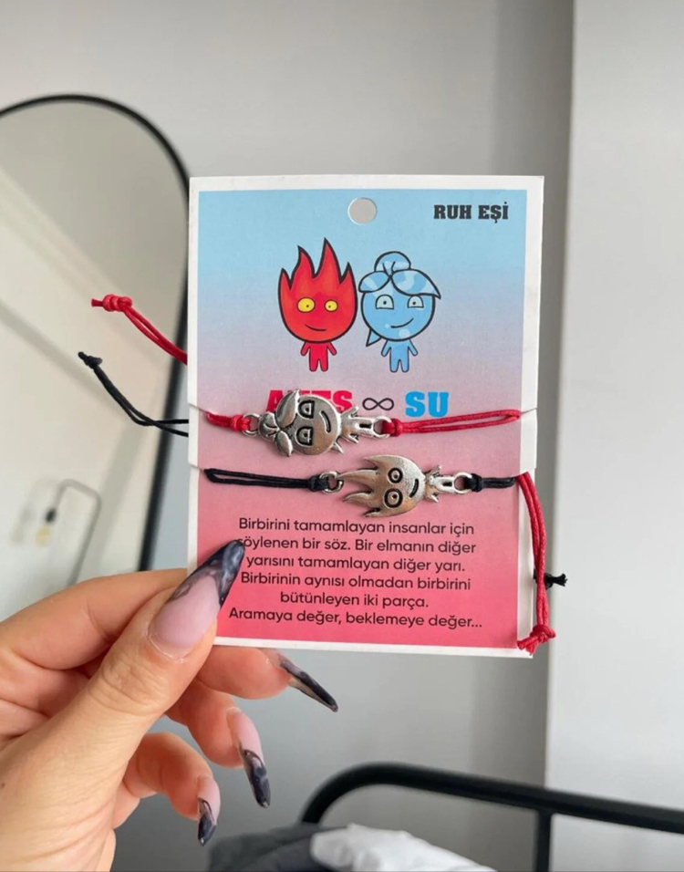 ATEŞ VE SU BİLEKLİK, SEVGİLİ & ARKADAŞ ÇİFT BİLEKLİĞİ