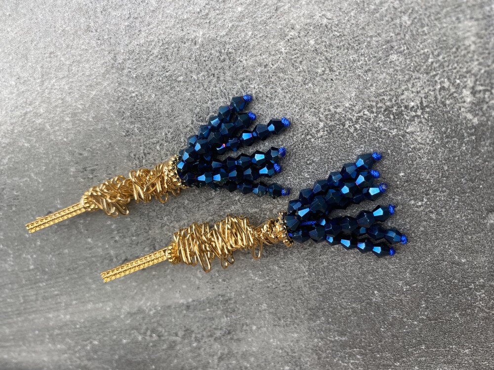 Night Blue Tassel Küpeler