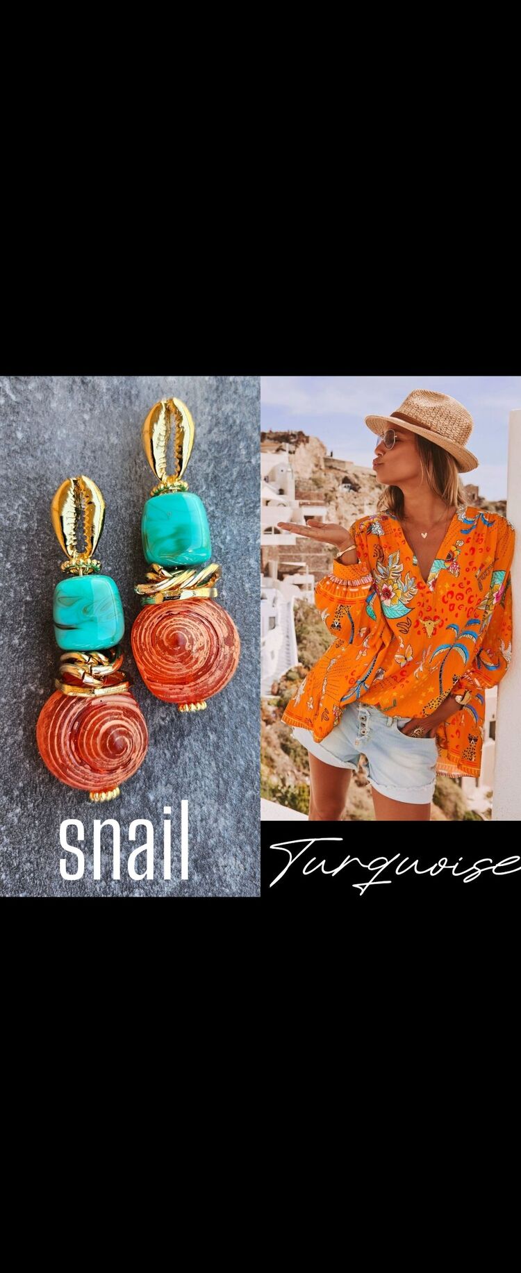 Carol Snail and Shell Turquoise Küpeler