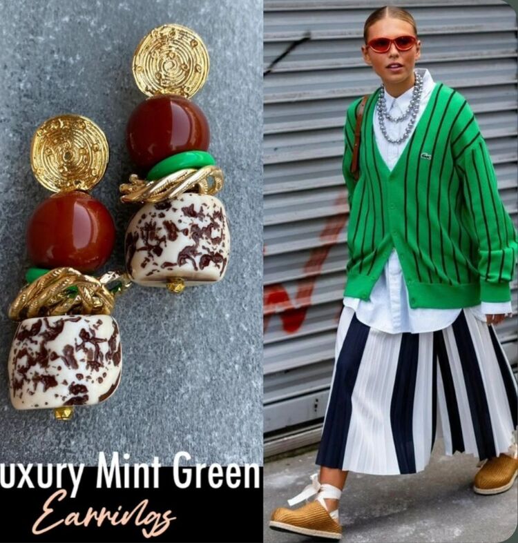 Luxury Mint Green Küpeler