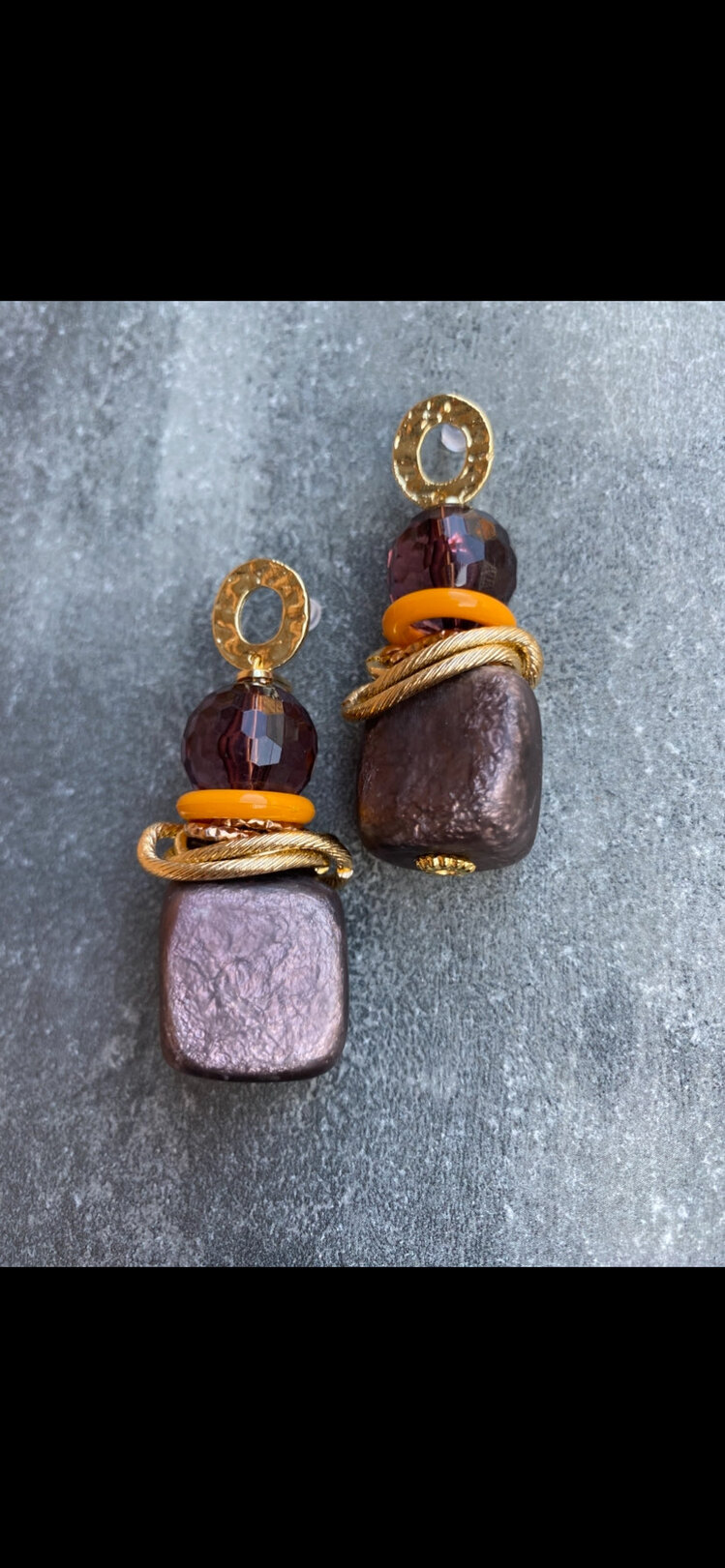 By Bulik Tasarım Mustard Ring Plum Earrings