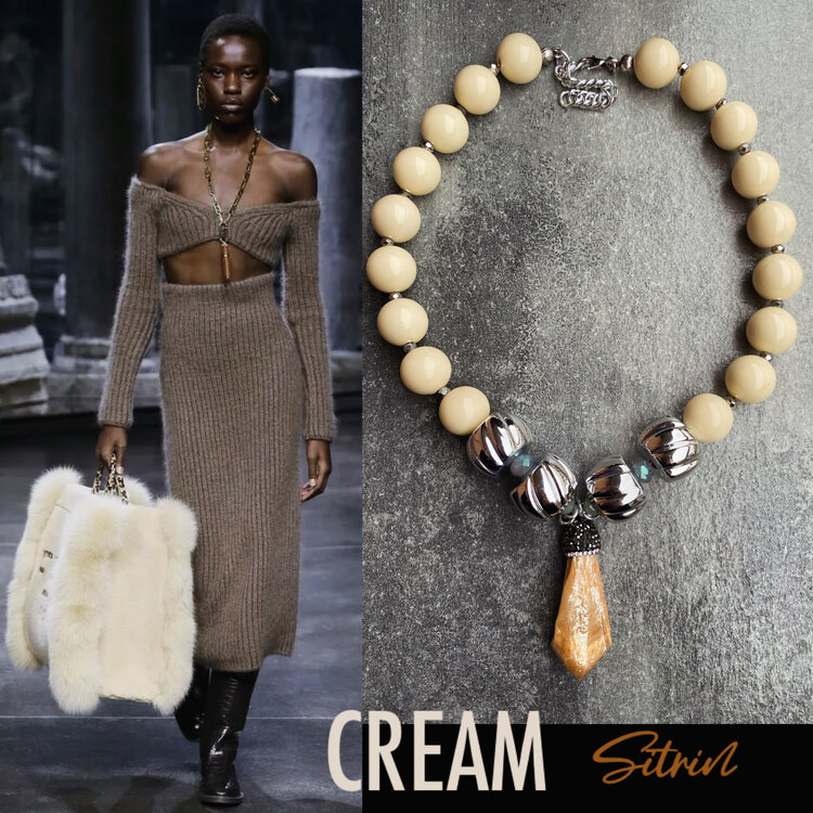 Cream Sitrin Kolye