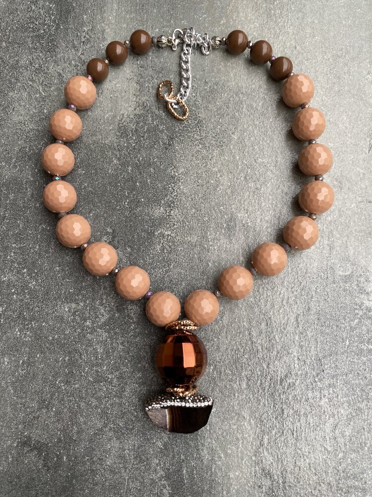 Shapeless Agate Nude Copper Kolye 