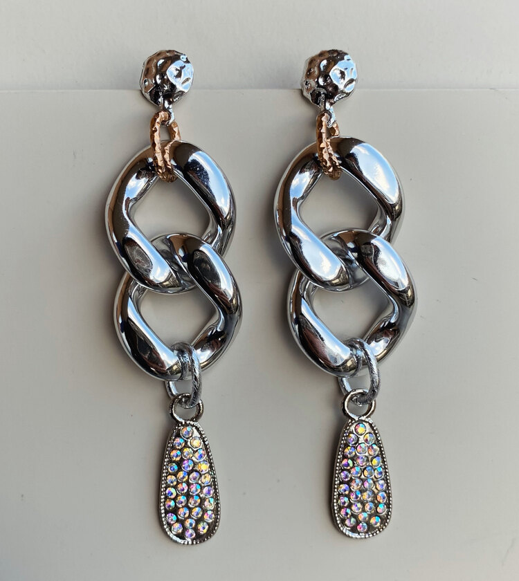 By Bulik Tasarım Sılver Drop Stone Earrings