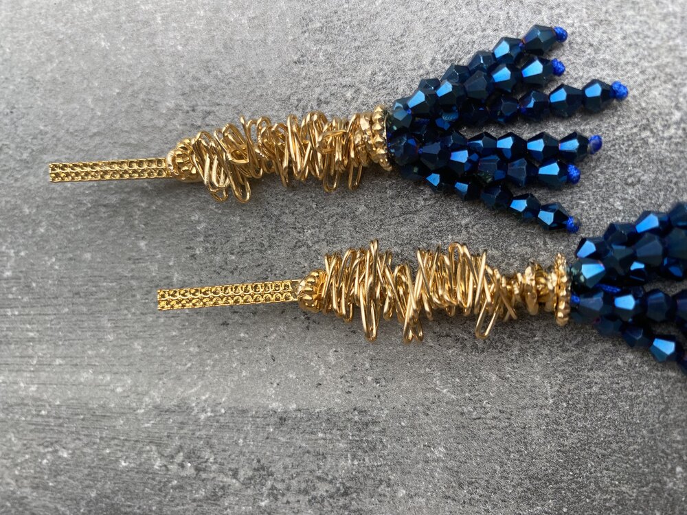 Night Blue Tassel Küpeler
