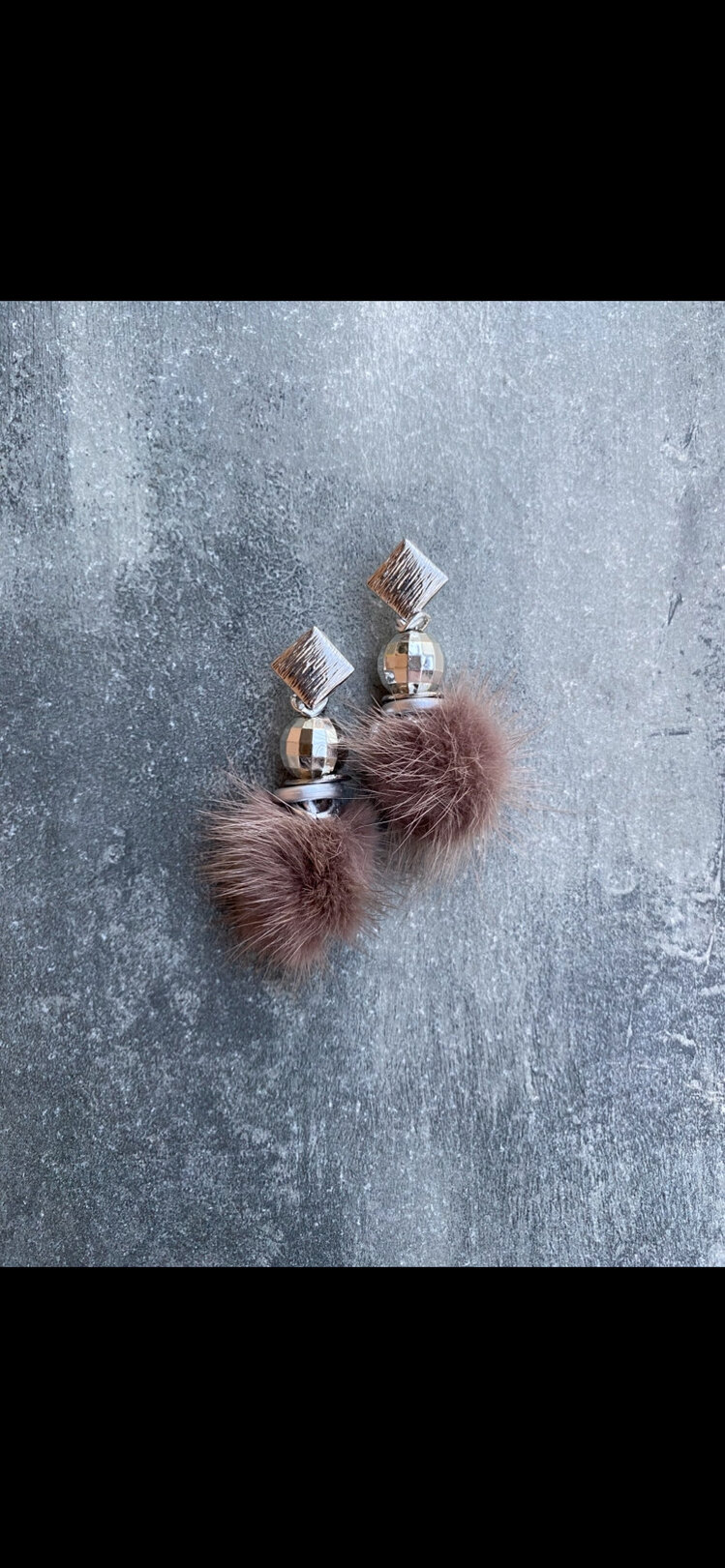 By Bulik Tasarım Sılver Mink Plush Earrings
