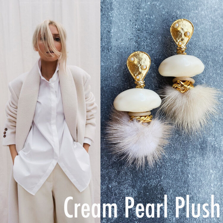 By Bulik Tasarım Cream Pearl Plush Esrrings