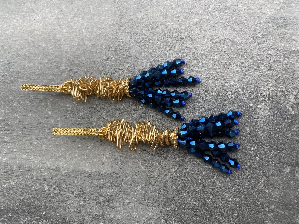 Night Blue Tassel Küpeler