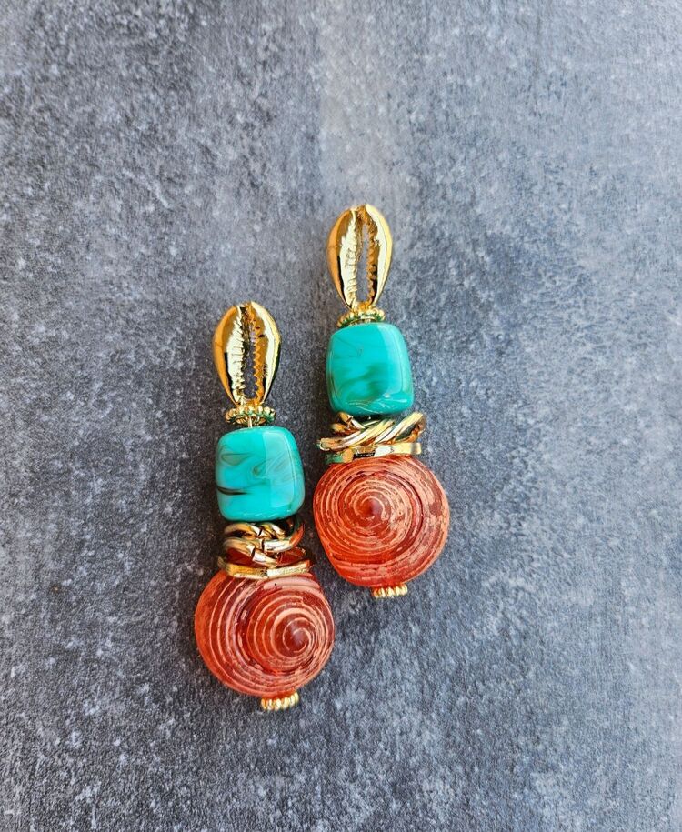 Carol Snail and Shell Turquoise Küpeler