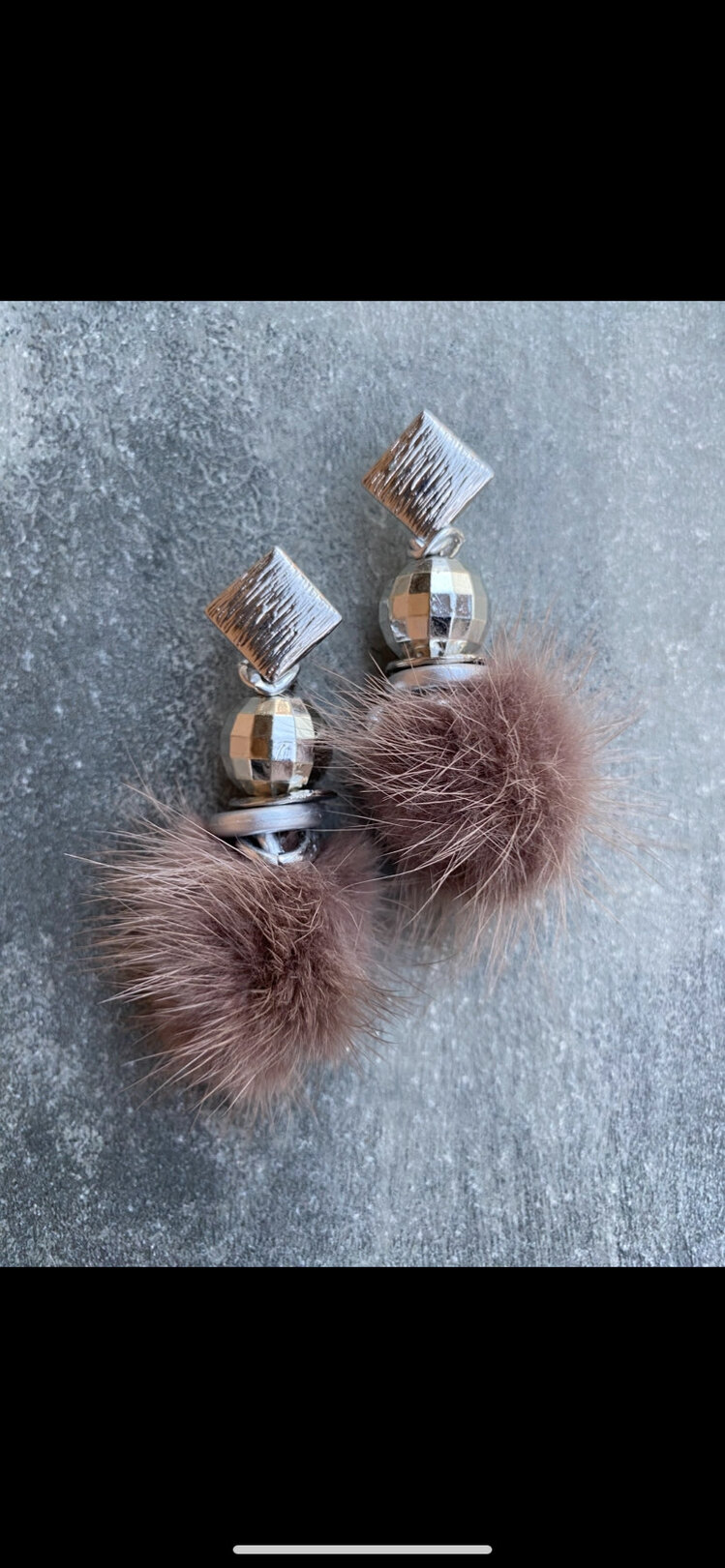 By Bulik Tasarım Sılver Mink Plush Earrings