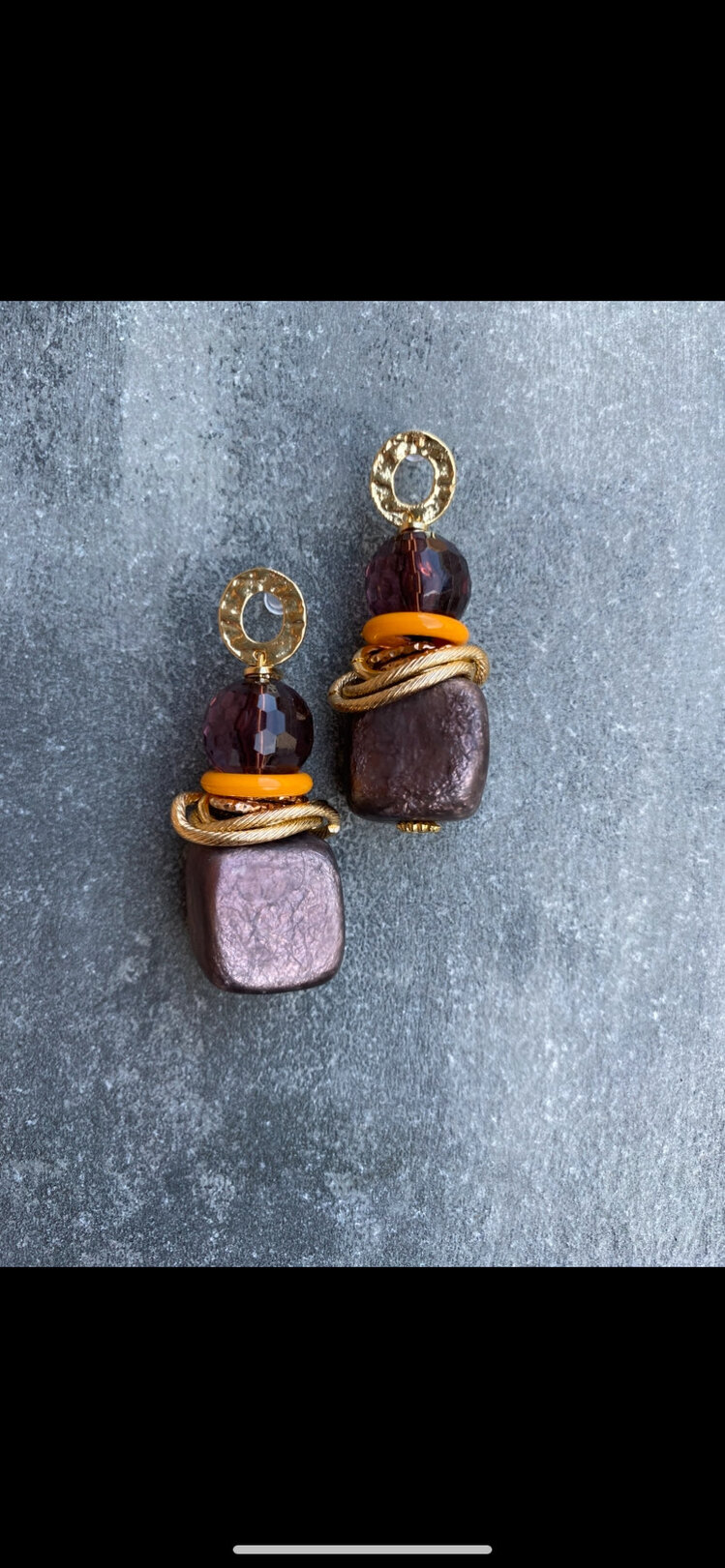 By Bulik Tasarım Mustard Ring Plum Earrings